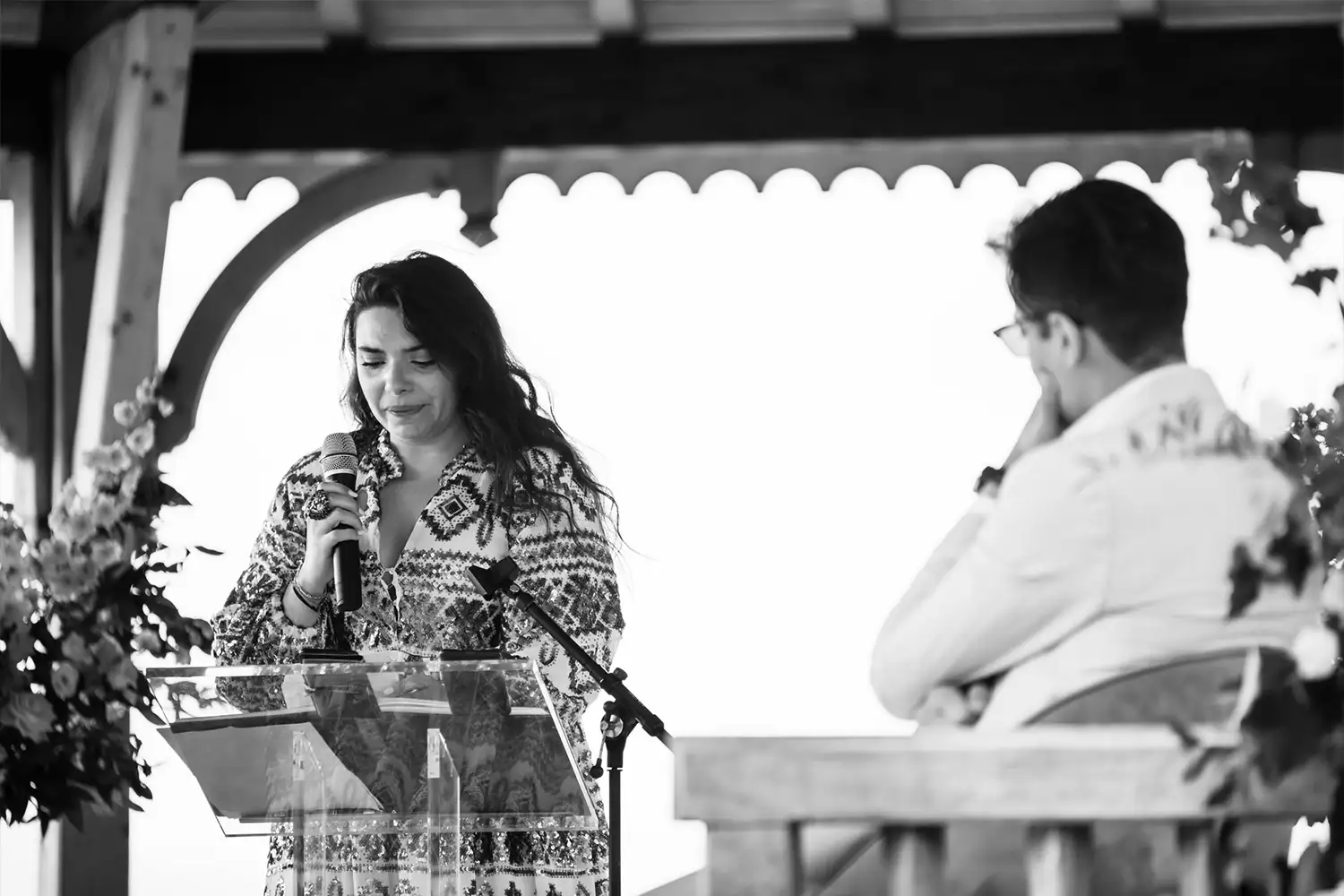 Le discours de la soeur du marié à la cérémonie laïque au kiosque du Palace de Menthon